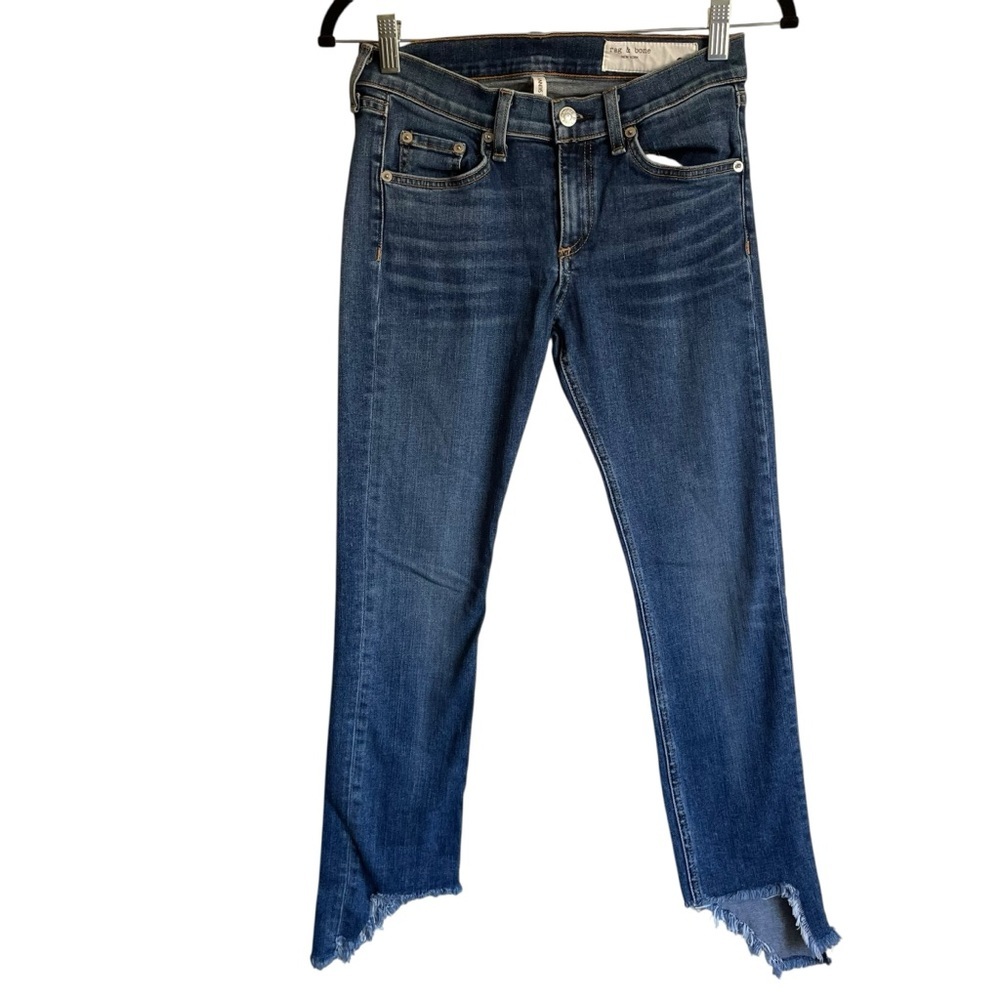 rag & bone CATE STEP HEM SKINNY ANKLE Mid-Rise Jeans In HAMPTON Chewed Hem Sz 26